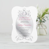 かわいいプリンセスは彼女の方法ベビーシャワーピンクグレー 招待状 (スタンド正面)