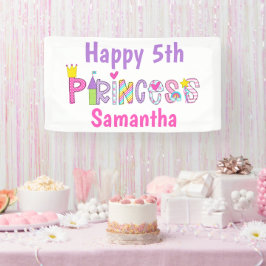 かわいいプリンセスアルファベットパーソナライズされた誕生日 横断幕