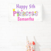 かわいいプリンセスアルファベットパーソナライズされた誕生日 横断幕 (インサイチュ)