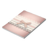 かわいいプリンセスガーリーシックなホワイトレースピンクボウ ノートパッド (回転)
