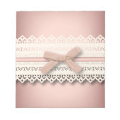 かわいいプリンセスガーリーシックなホワイトレースピンクボウ ノートパッド (正面)