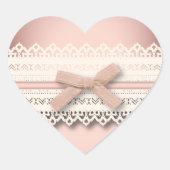 かわいいプリンセスガーリーシックなホワイトレースピンクボウ ハートシール (正面)