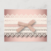 かわいいプリンセスガーリーシックなホワイトレースピンクボウ ポストカード (正面)