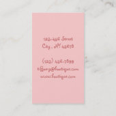 かわいいプリンセスガーリーシックなホワイトレースピンクボウ 名刺 (裏面)