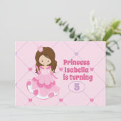 かわいいプリンセスガールキッズピンクハート誕生日パーティー 招待状 (スタンド正面)