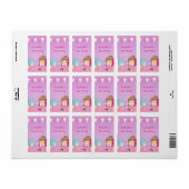 かわいいプリンセスガールティーパーティー誕生日 ラベル (フルシート)