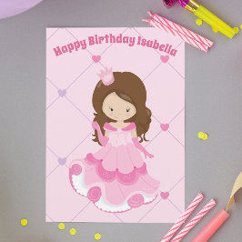かわいいプリンセスガールピンクキッズカスタムハッピーバースデー カード