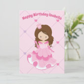 かわいいプリンセスガールピンクキッズカスタムハッピーバースデー カード (スタンド正面)