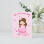 かわいいプリンセスガールピンクキッズカスタムハッピーバースデー ポストカード (スタンド正面)