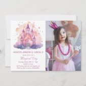 かわいいプリンセスキャッスルガールバースデーパーティー招待 招待状 (正面)