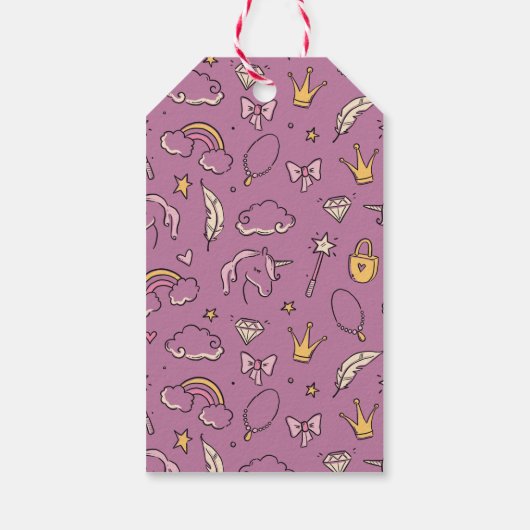 かわいいプリンセスキャッスルガールバースデーパーティー ギフトタグ (裏面)