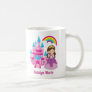かわいいプリンセスキャッスルキッズピンクパーソナライズされたク コーヒーマグカップ