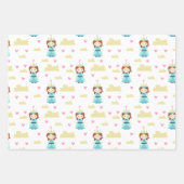 かわいいプリンセスキャッスルクラウンパターンガール誕生日 ラッピングペーパーシート (正面3)
