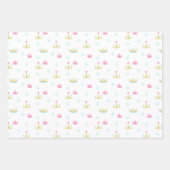 かわいいプリンセスキャッスルクラウンパターンガール誕生日 ラッピングペーパーシート (正面2)