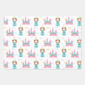 かわいいプリンセスキャッスルクラウンパターンガール誕生日 ラッピングペーパーシート (正面)
