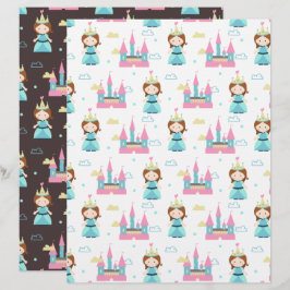 かわいいプリンセスキャッスルスクラップブック紙