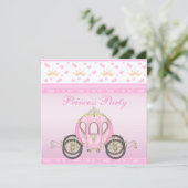 かわいいプリンセスコーチピンク誕生日パーティー 招待状 (スタンド正面)