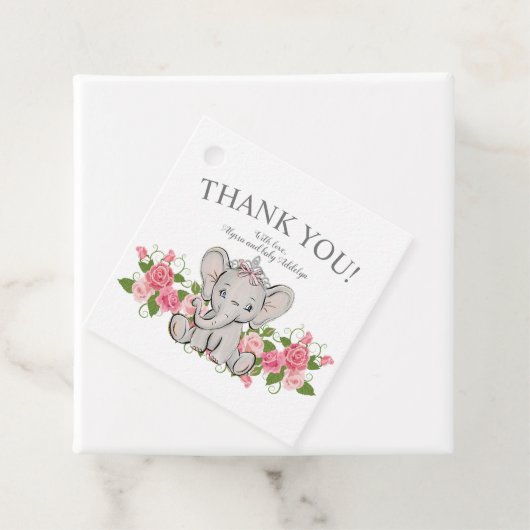 かわいいプリンセスゾウ赤ちゃんガールシャワーありがとう フェイバータグ (インサイチュ)