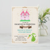 かわいいプリンセスドラゴン合同誕生日招待状 招待状 (スタンド正面)