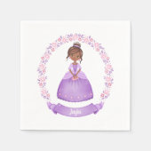 かわいいプリンセスパープルエスニックパーソナライズされた スタンダードカクテルナプキン (正面)