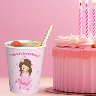 かわいいプリンセスピンクカスタム誕生日ガールパーティー 紙コップ