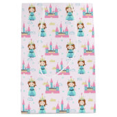 かわいいプリンセスピンクキャッスルガールベビーシャワーパーティー ミディアムペーパーバッグ (正面)