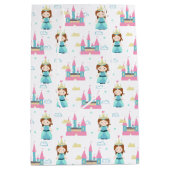 かわいいプリンセスピンクキャッスルバースデーパーティー ミディアムペーパーバッグ (正面)