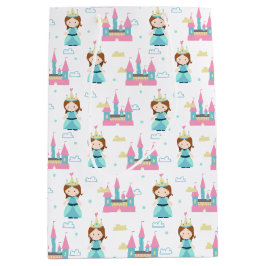 かわいいプリンセスピンクキャッスルバースデーパーティー ミディアムペーパーバッグ