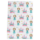 かわいいプリンセスピンクキャッスルバースデーパーティー ミディアムペーパーバッグ (裏面)