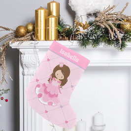かわいいプリンセスピンクハート小さな女の子モノグラム スモールクリスマスストッキング