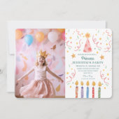 かわいいプリンセスフォトピンク城の誕生日パーティーInv 招待状 (正面)