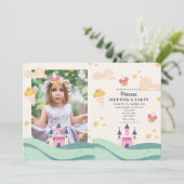 かわいいプリンセスフォトピンク城バースデーパーティー 招待状 (スタンド正面)