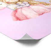 かわいいプリンセスユニコーンウォーターカラーレインボーカラー ポスター (角)