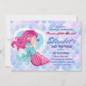 かわいいプリンセスリトルマーメイドバースデーパーティー3rd 招待状 (正面)