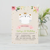 かわいいプリンセス猫パーティーの招待状 招待状 (スタンド正面)