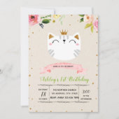 かわいいプリンセス猫パーティー招待状 招待状 (正面)