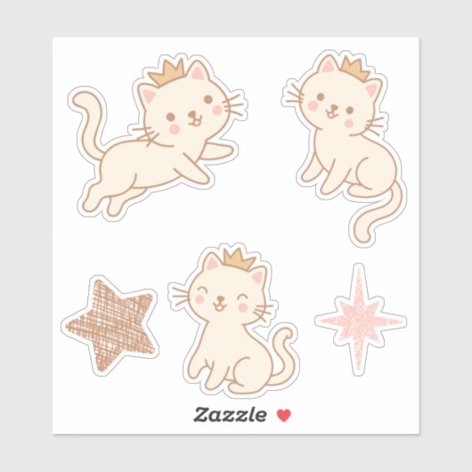 かわいいプリンセス猫 シール (シート)