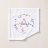 かわいいプリンセス白鳥ピンクの子供 バスタオルセット (ウォッシュタオル)