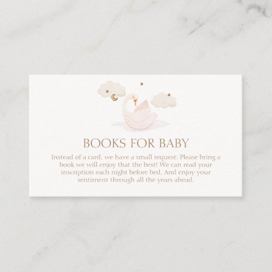 かわいいプリンセス白鳥ムーンスターブックス赤ちゃんシャワー エンクロージャーカード (正面)