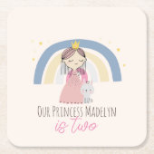 かわいいプリンセス誕生会 スクエアペーパーコースター (正面)