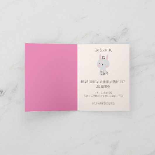 かわいいプリンセス誕生会 招待状 (内部)