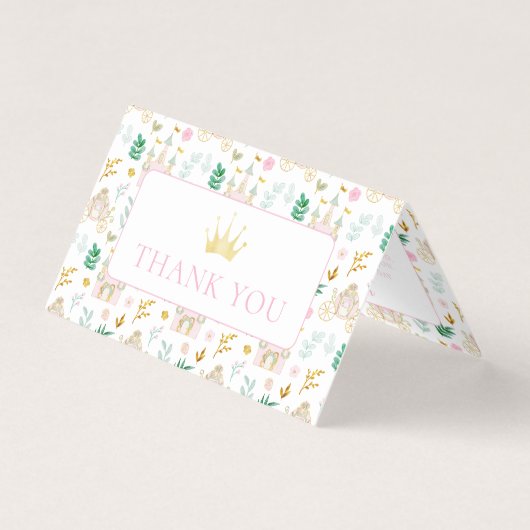 かわいいプリンセス誕生日の女の子のサンキューカード (正面)