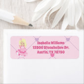 かわいいプリンセス誕生日ガールピンク差出人住所 ラベル (インサイチュ)