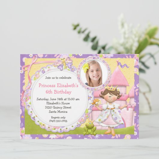 かわいいプリンセス誕生日パーティーの招待 招待状 (スタンド正面)