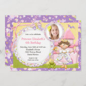 かわいいプリンセス誕生日パーティーの招待 招待状 (正面/裏面)