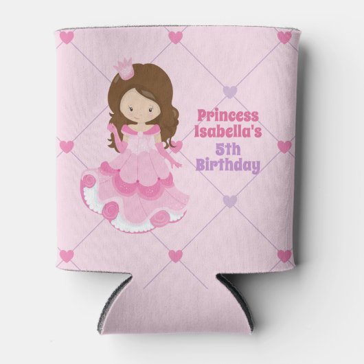 かわいいプリンセス誕生日パーティーピンクカスタマイズ 缶クーラー (正面)