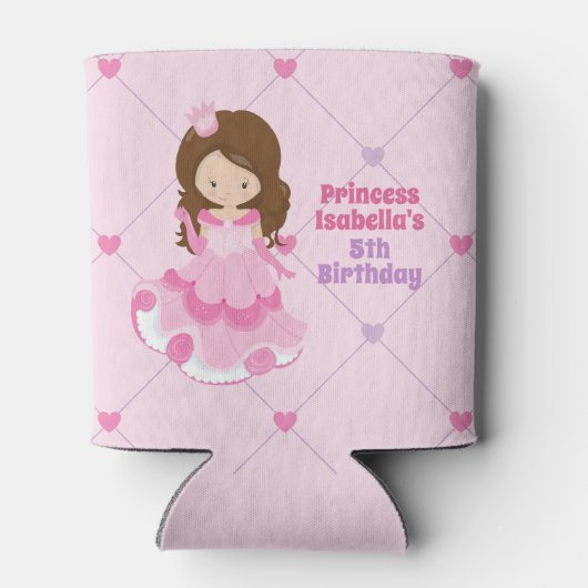 かわいいプリンセス誕生日パーティーピンクカスタマイズ 缶クーラー (裏面)