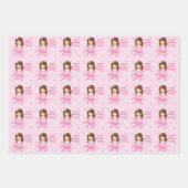 かわいいプリンセス誕生日ピンクガールパーソナライズされたズ ラッピングペーパーシート (正面2)