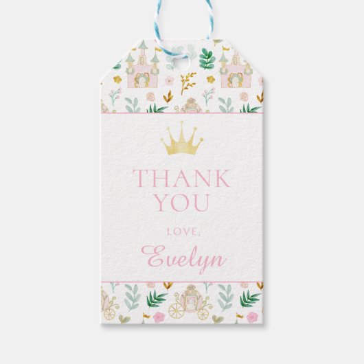 かわいいプリンセス誕生日感謝してい女の子 ギフトタグ (正面)