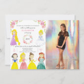かわいいプリンセス誕生日招待状と写真 招待状 (正面)